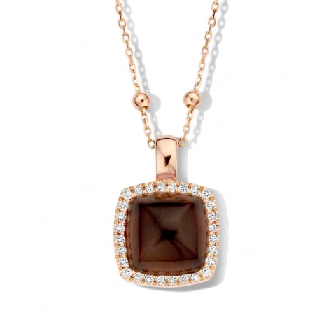 Pendentif quartz fum sur nacre  et diamants One More