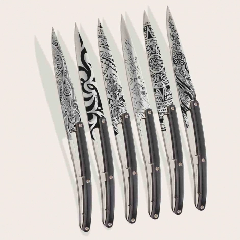 6 couteaux de table Deejo Ebne / Tatouages Du Monde