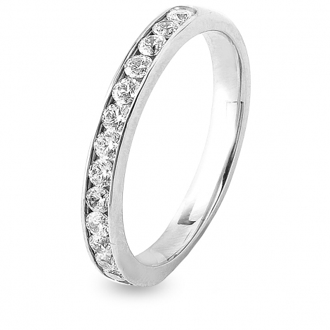 Alliance Sertie Double Rail De Diamants CZ En Argent Massif 925 - Taille 56, Neuf Avec étiquettes, Marque Dolly-Bijoux