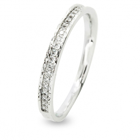 Alliance éternité Rhodiée Taille 56 - Argent 925 Avec Rail De Diamants CZ Ronds