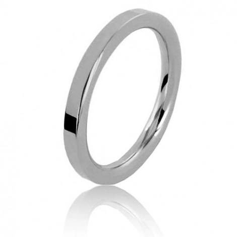 Alliance Bastille en or blanc large de 2 mm