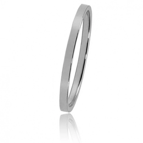 Alliance Bonheur en or blanc large de 1.5 mm