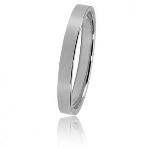 Alliance Bonheur en or blanc large de 2.5 mm
