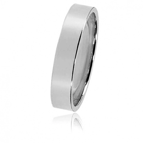 Alliance Bonheur en or blanc large de 4 mm