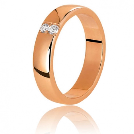 Alliance Celeste sertie de diamants  0.08 carats - or rose