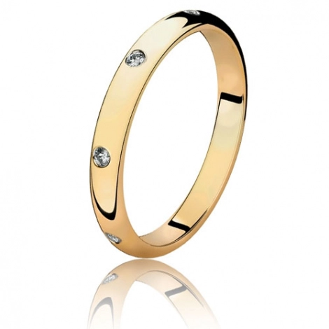 Alliance demi jonc en or jaune et diamants 0.08 ct