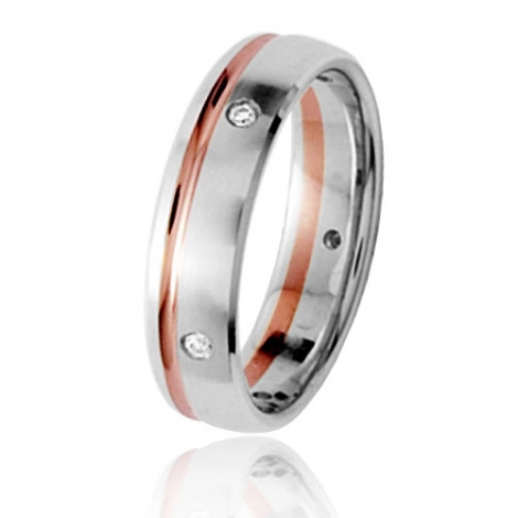 Alliance deux ors et diamants - 5 mm