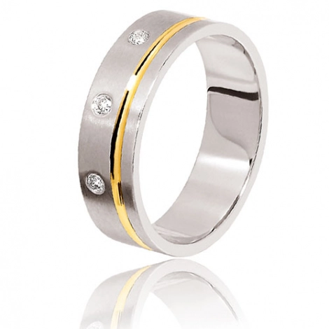 Alliance diamant 0.06 ct - deux ors - 6 mm