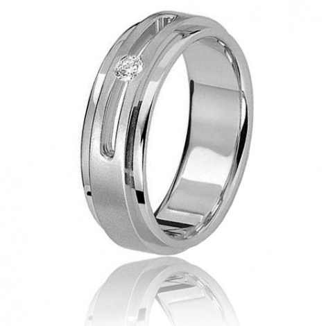Alliance diamant 0.10ct - Ulysse - or blanc - 7 mm