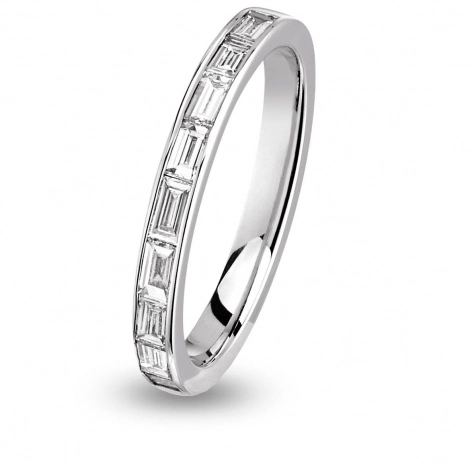 Alliance diamant  baguette demi tour