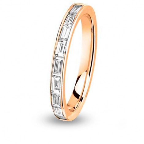 Alliance diamant  baguette demi tour