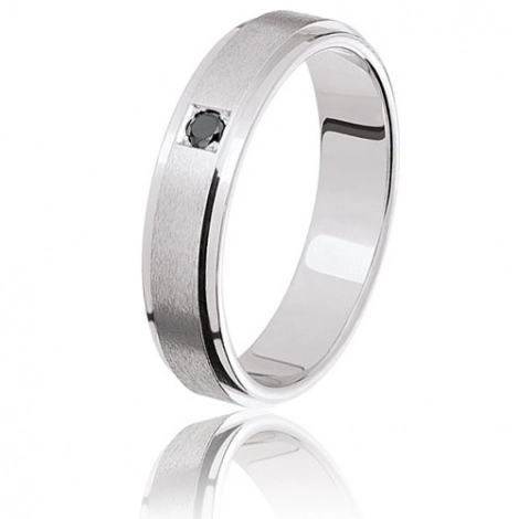 Alliance diamant noir Sanremo 0.05ct en or blanc