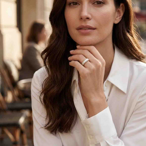 Alliance diamant taille Emeraude