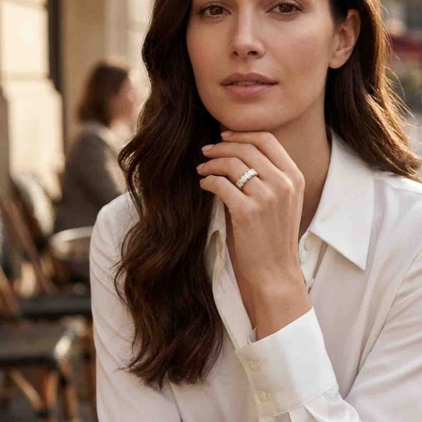 Alliance diamant taille Emeraude