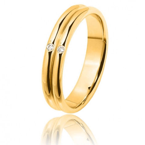 Alliance diamants 0.02ct en or jaune large de 4 mm