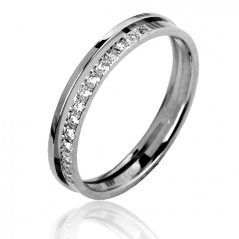 Alliance contemporaine 10 diamants 0,10 carats or blanc main image 0