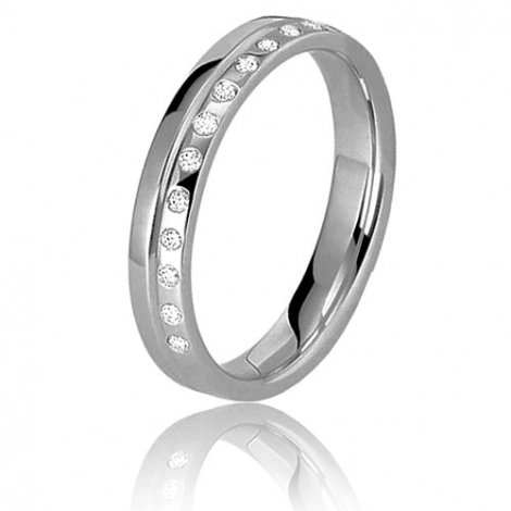 Alliance diamants 0.15ct en or blanc large de 3.5 mm