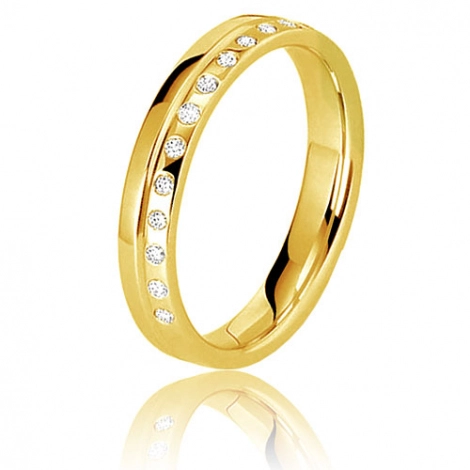 Alliance diamants 0.15ct en or jaune large de 3.5 mm
