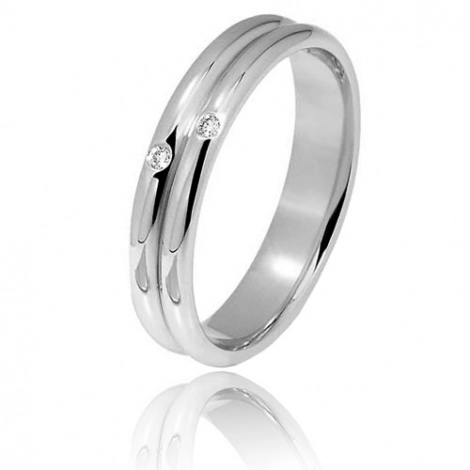 Alliance diamants en or blanc
