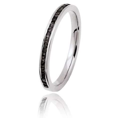 Alliance diamants noirs - 0.20 ct - or blanc