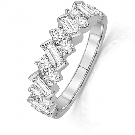 Alliance diamants taille baguette et Brillant