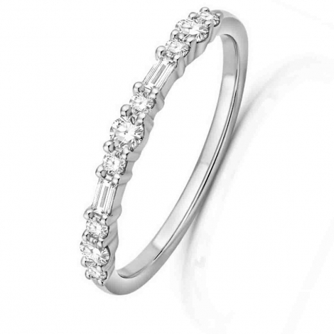 Alliance diamants taille baguette et Brillant