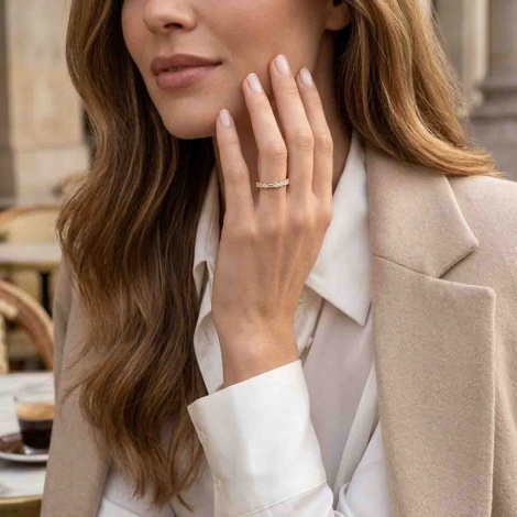 Alliance diamants taille baguette et Brillant