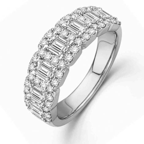 Alliance diamants taille �meraude et brillant