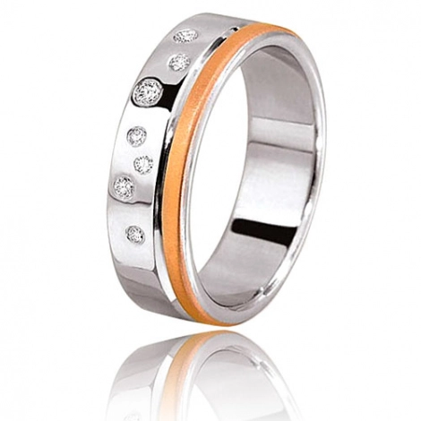 Alliance diamants Tana 0.10ct large de 6 mm or blanc et rose