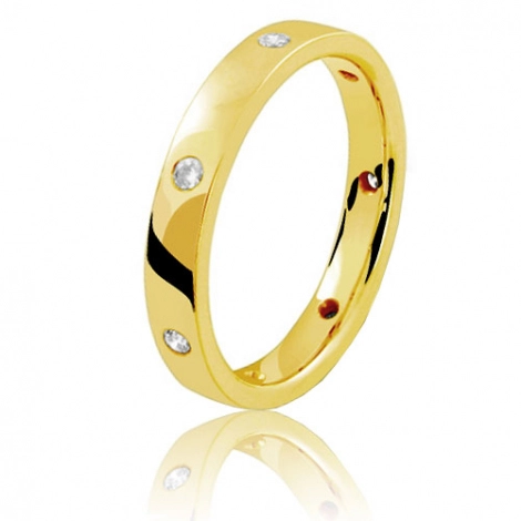 Alliance Fidelis  en or jaune sertie de diamants 0.14ct