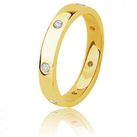 Alliance Fidelis  en or jaune sertie de diamants 0.35ct