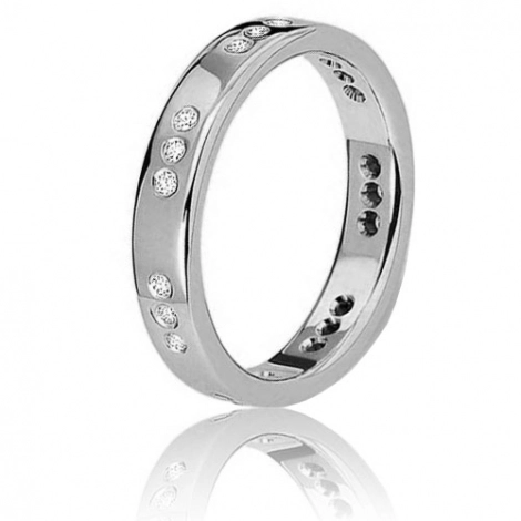 Alliance fidelis en platine sertie de diamants 0.21ct