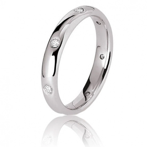 Alliance Jonc Parisien -or blanc- 3.5 m sertie de diamants 0.21 ct