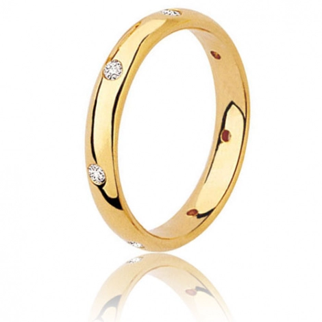 Alliance Jonc Parisien -or jaune- 3.5 m sertie de diamants 0.21 ct