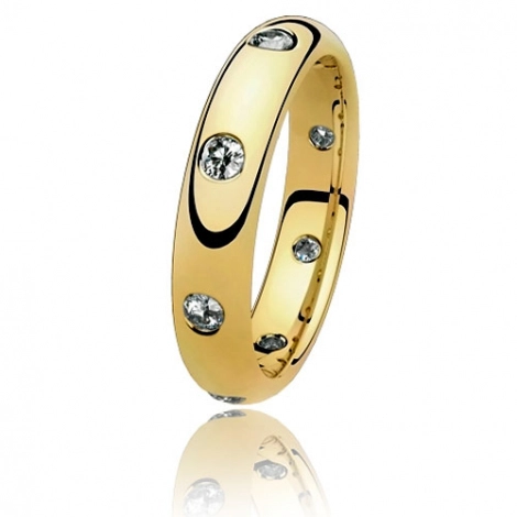 Alliance Jonc Parisien - or jaune - 4 m sertie de diamants