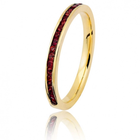 Alliance saphirs rouges sertie rail - 0.25 ct - or jaune