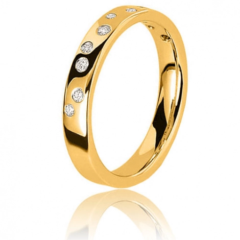 Alliance stellaire en or jaune sertie de diamants 0.16 ct
