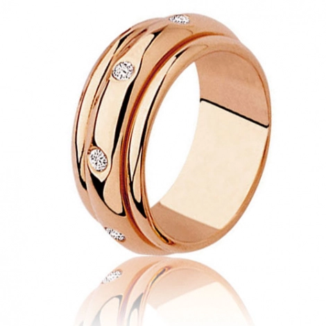 Alliance tournante sertie de diamants 0.28 ct or rose