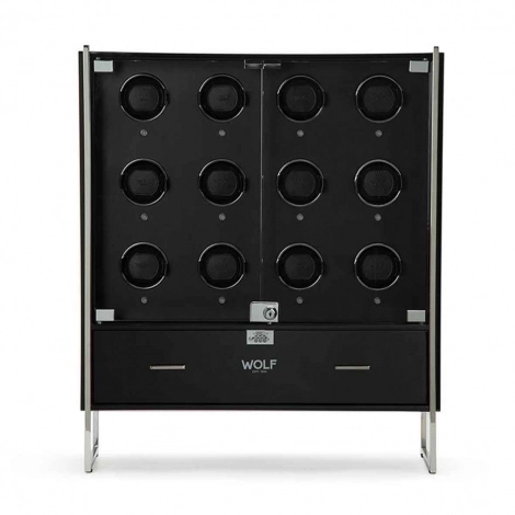 Armoire Remontoir Montre 12 pices Wolf 1834 - Regent - Noir mat