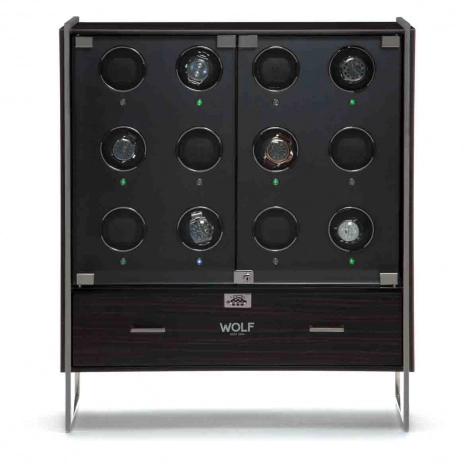 Armoire Remontoir Montre 12 pices Wolf 1834 - Regent - Noir zbr