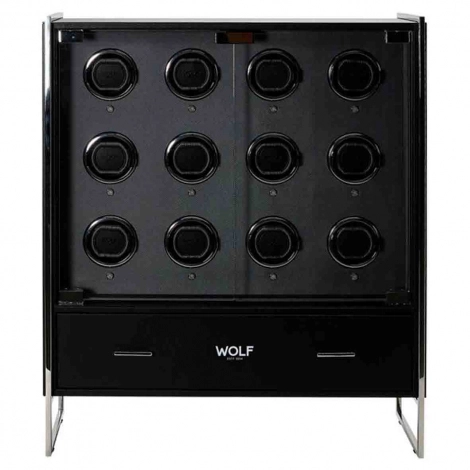 Armoire Remontoir Montre CLASSIC 12 Piece Watch Winder Cabinet- Noir 