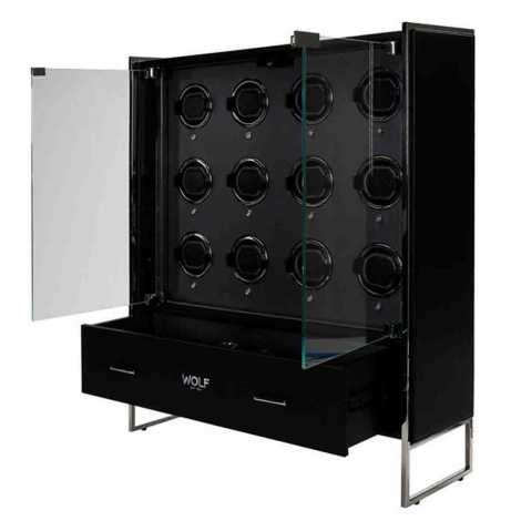 Armoire Remontoir Montre CLASSIC 12 Piece Watch Winder Cabinet- Noir 
