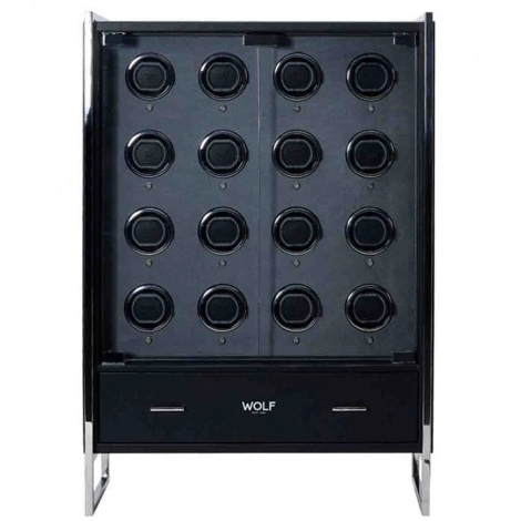 Armoire Remontoir Montre CLASSIC 16 Piece Watch Winder Cabinet- Noir 