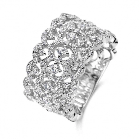 Bague argent avec pavage de zirconium - Naiomy 