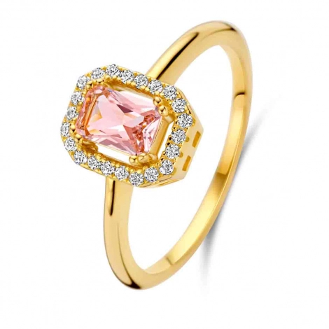 Bague argent avec pierre rose et sertie de Zirconium - Naiomy 