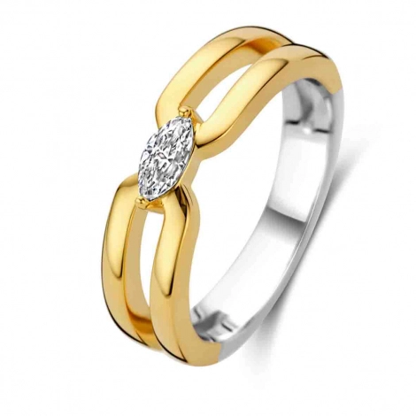 Bague argent bicolore sertie de Zirconium - Naiomy 