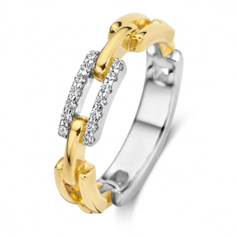 Bague Argent et plaqu or Zirconium - Naiomy Silver