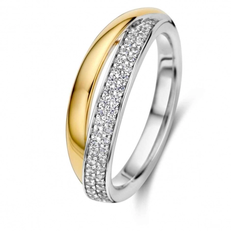 Bague Argent et plaqu or Zirconium - Naiomy Silver