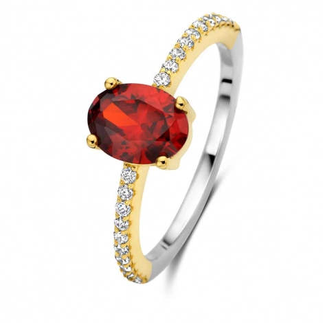 Bague Argent et plaqu or zirconium rouge et blanc Naiomy 