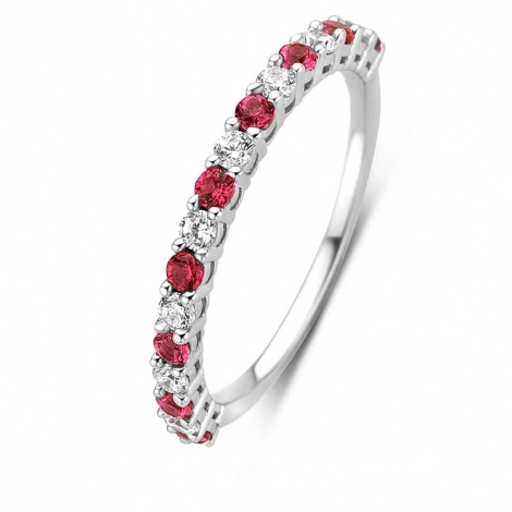 Bague Argent pierres rouges sertie de zirconium - Naiomy